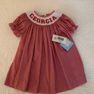Smocked Georgia Bulldogs Dress, 12m, never worn